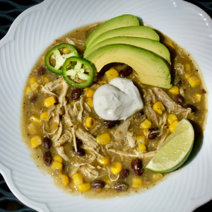 a bowl of chicken chili