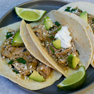 green chile pork tacos