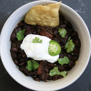 black beans with sour cream