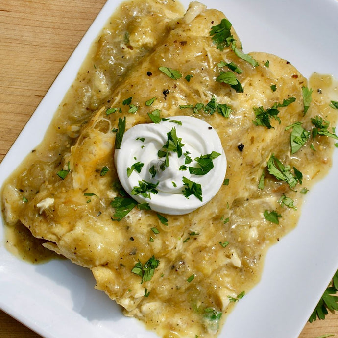 Chile Verde Chicken Enchiladas