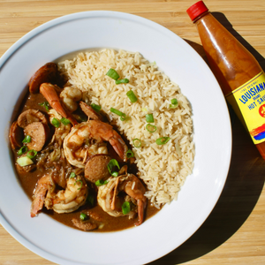 bowl of gumbo with rice