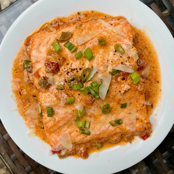 Salmon in Creamy Shrimp Creole Sauce